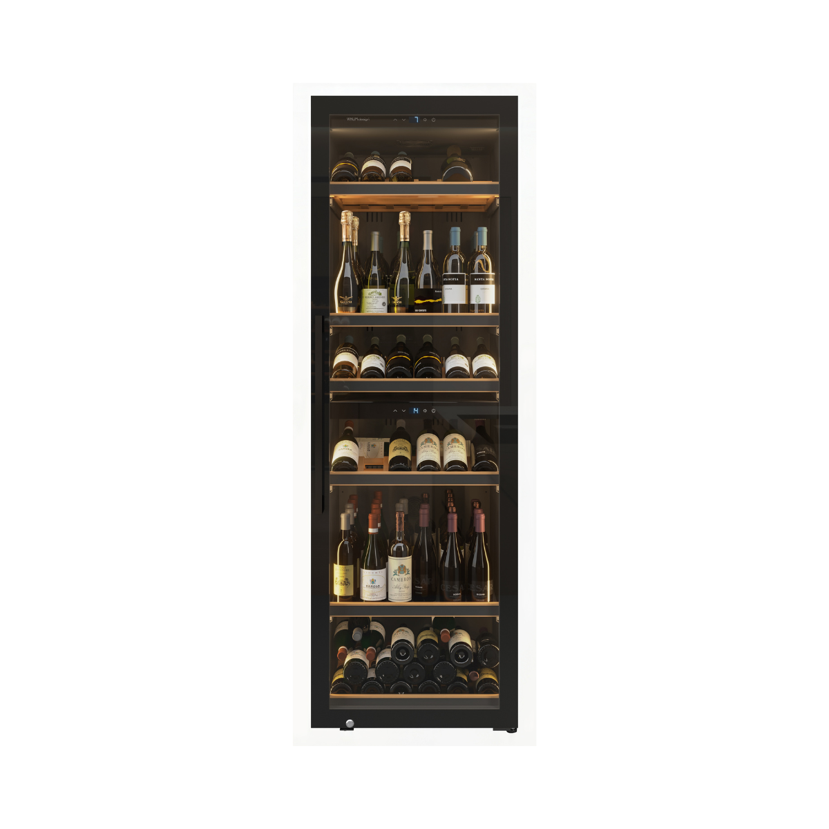 Cantinetta Vinum Design Nera con Maniglia Nera (164 Bottiglie 2 Temp.) Libero Posizionamento