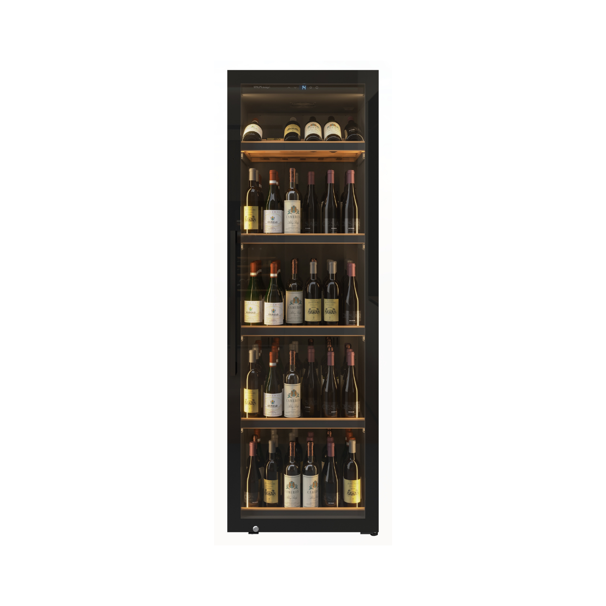 Cantinetta Vinum Design Nera Fulla Glass con Maniglia Nera (160 Bottiglie, 1 Temp.) Libero Posizionamento