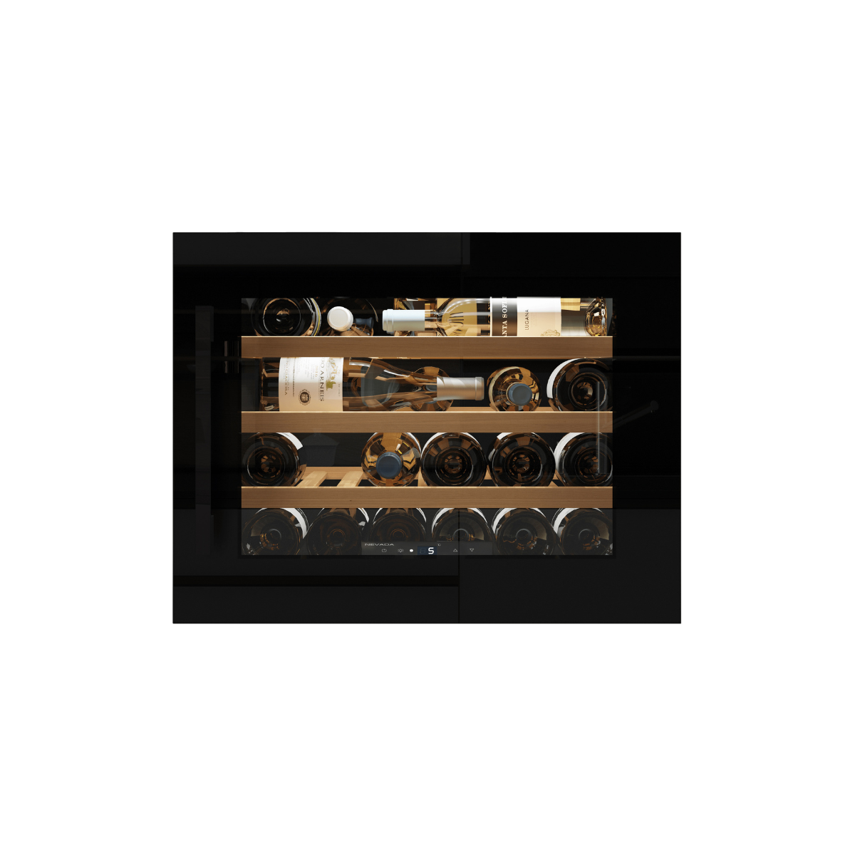 Cantinetta Nevada Nera Full Glass con Maniglia Nera (24 Bottiglie) Da Incasso