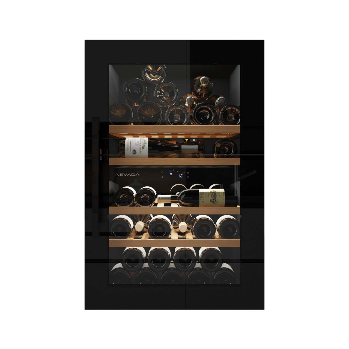 Cantinetta Nevada Nera Full Glass con Maniglia Nera (52 Bottiglie) Da Incasso