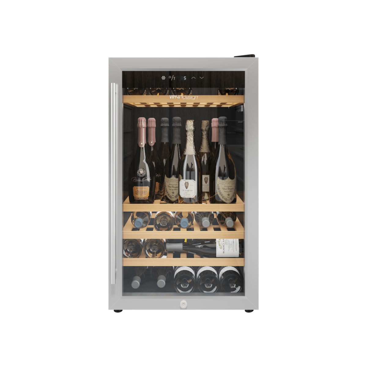 Cantinetta Vinum Design Inox con Maniglia Inox (60 Bottiglie) Libero Posizionamento
